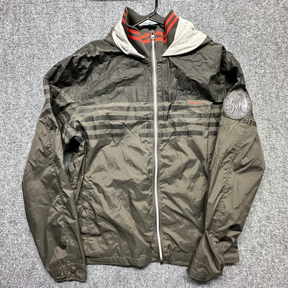 Desigual Other - Desigual Mens Wild Safari Windbreaker Jacket Olive Green Striped Hooded XL